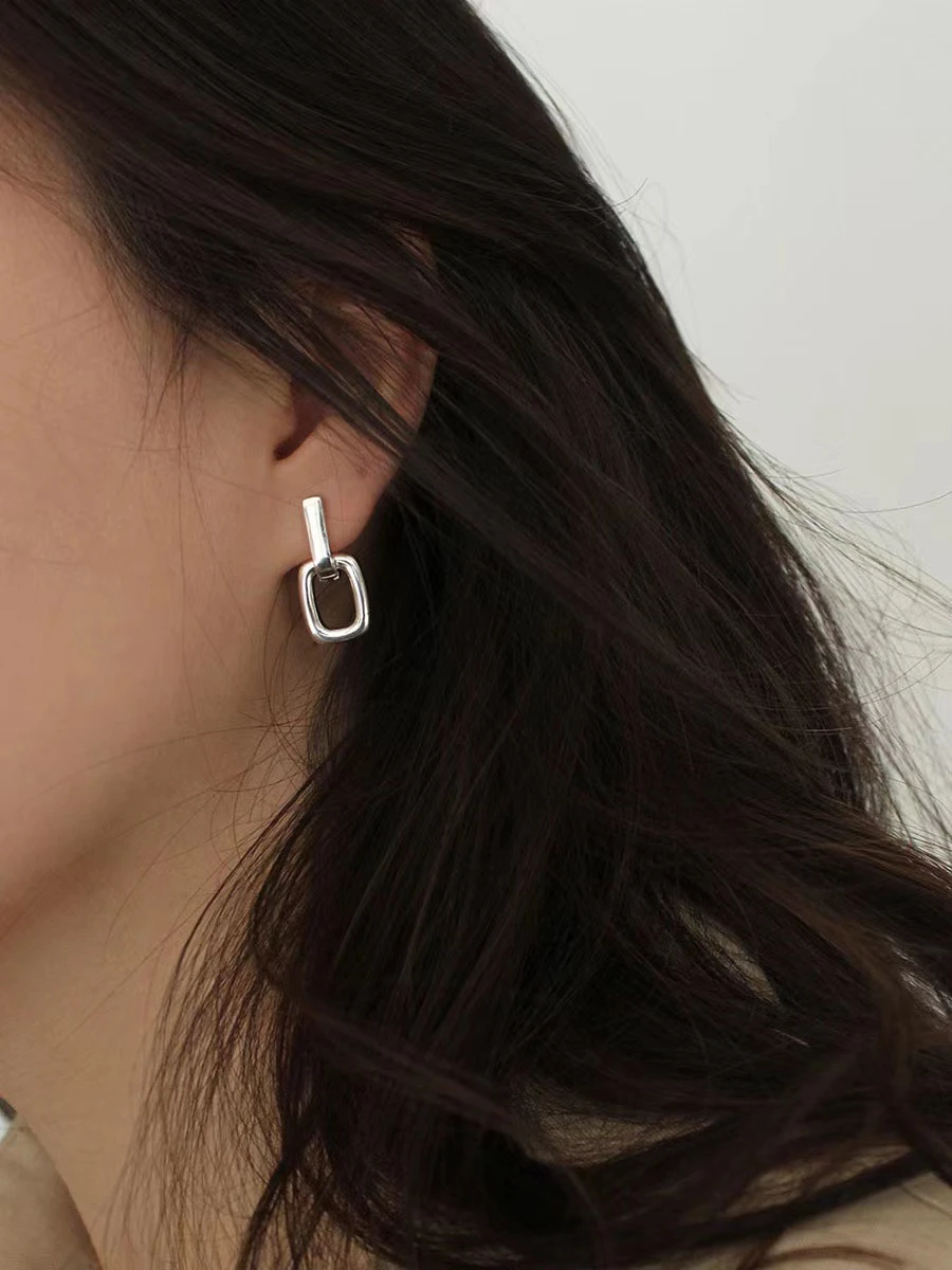 1 Pair IG Style Simple Style Solid Color Plating Sterling Silver 18K Gold Plated Earrings 2 1 Pair IG Style Simple Style Solid Color Plating Sterling Silver 18K Gold Plated Earrings - Image 2