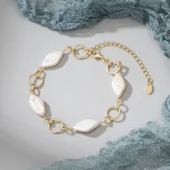 Elegant Irregular Freshwater Pearl Sterling Silver Plating Bracelets