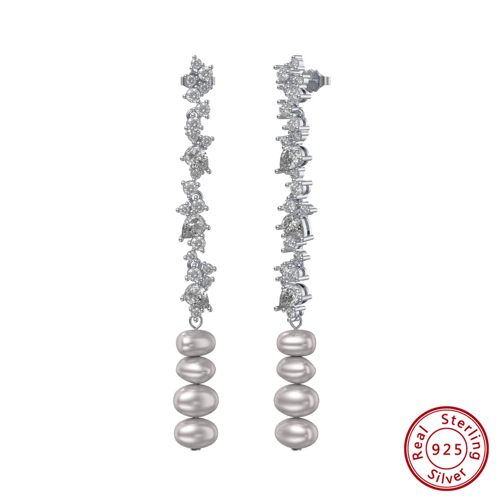 1 Pair Elegant Irregular Plating Inlay Sterling Silver Zircon Drop Earrings 2 1 Pair Elegant Irregular Plating Inlay Sterling Silver Zircon Drop Earrings - Image 2