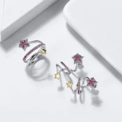 1 Pair Elegant Star Plating Inlay Sterling Silver Zircon Ear Studs