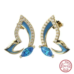1 Pair Elegant Butterfly Plating Inlay Sterling Silver Zircon Ear Studs -Deals Glis Jewel Store 1666689508067905536