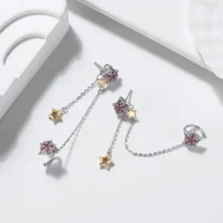 1 Pair Elegant Star Plating Inlay Sterling Silver Zircon Ear Clips -Deals Glis Jewel Store 1666689526497677312