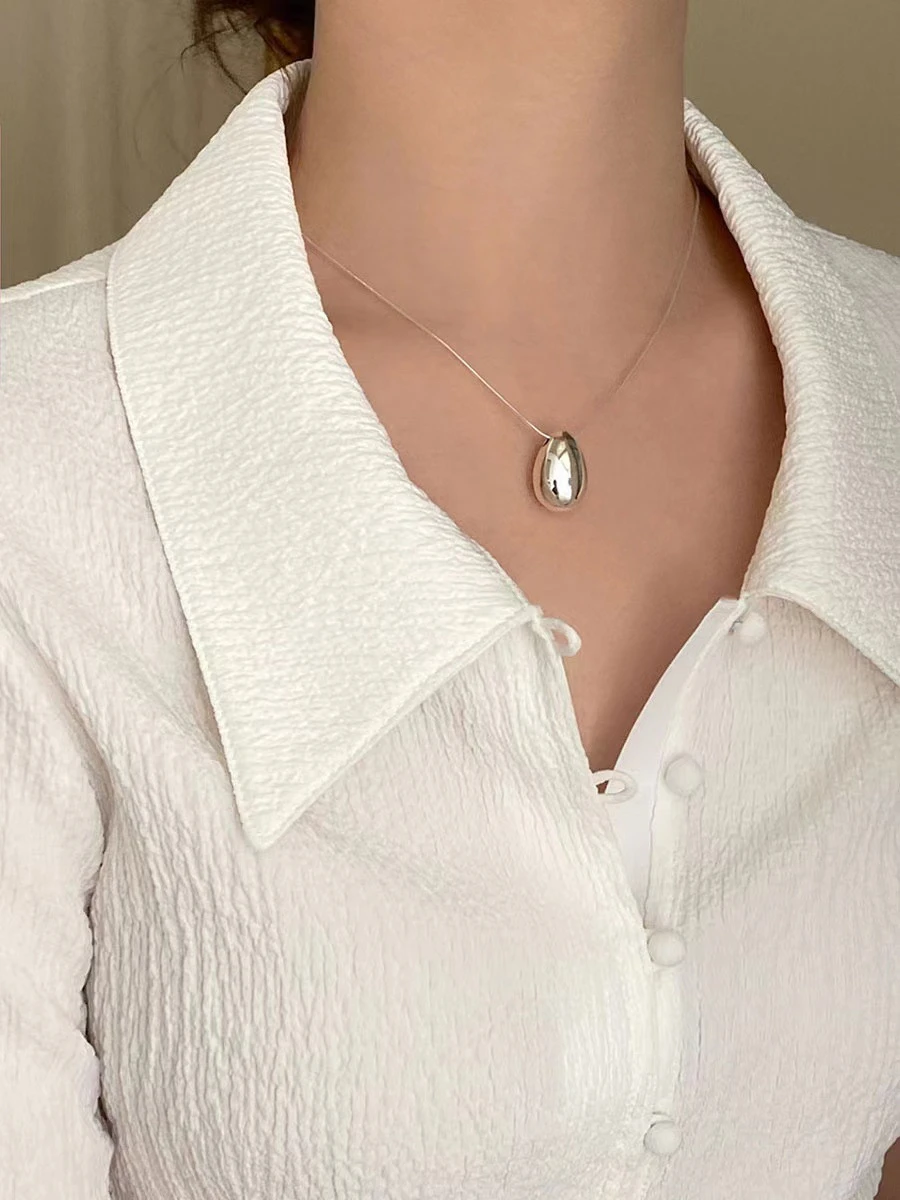 Basic Lady Korean Style Water Droplets Sterling Silver Plating Pendant Necklace 2 Basic Lady Korean Style Water Droplets Sterling Silver Plating Pendant Necklace - Image 2