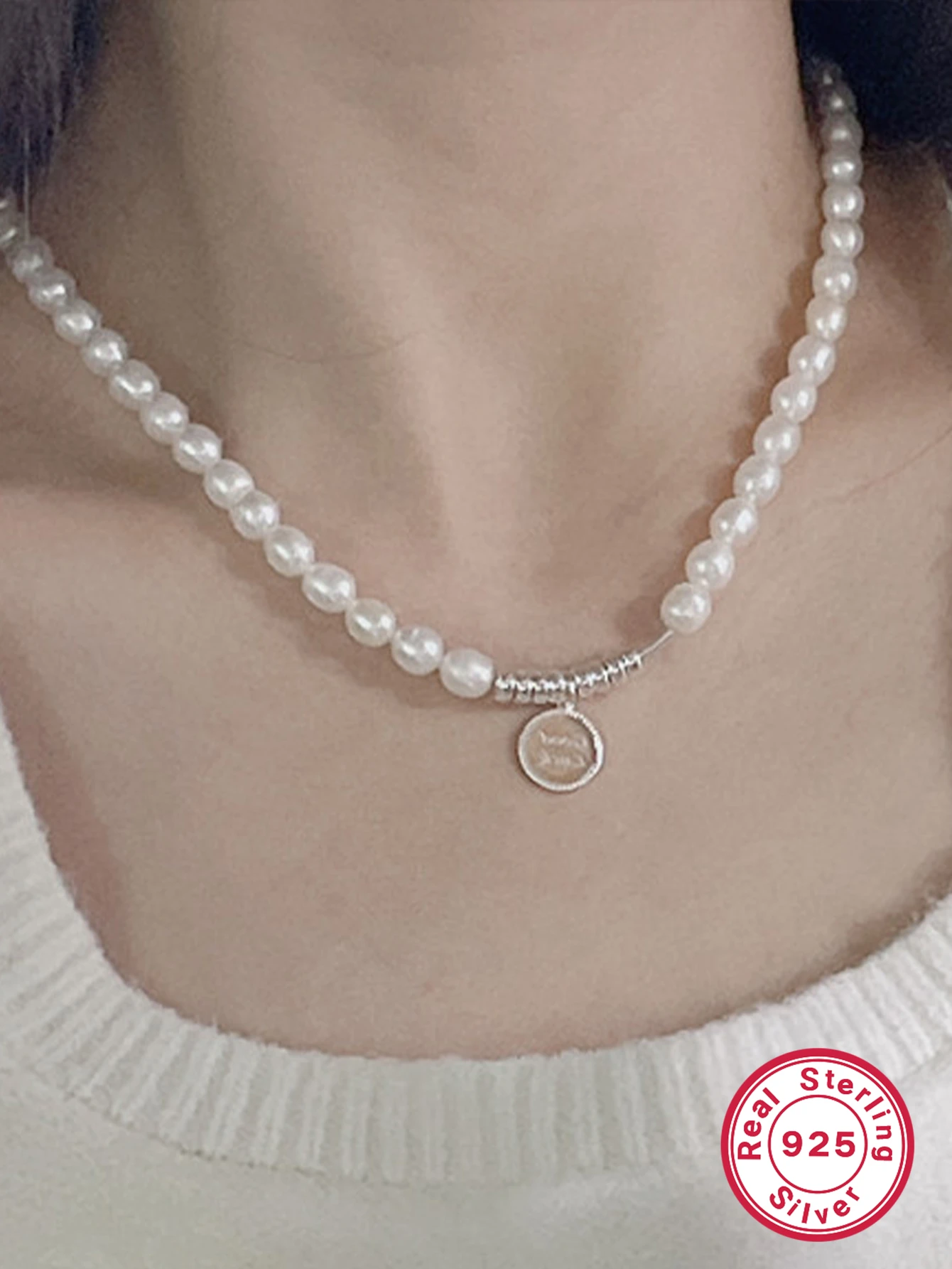 Commute Round Freshwater Pearl Sterling Silver Beaded Plating Pearl White Gold Plated Pendant Necklace 1 Commute Round Freshwater Pearl Sterling Silver Beaded Plating Pearl White Gold Plated Pendant Necklace