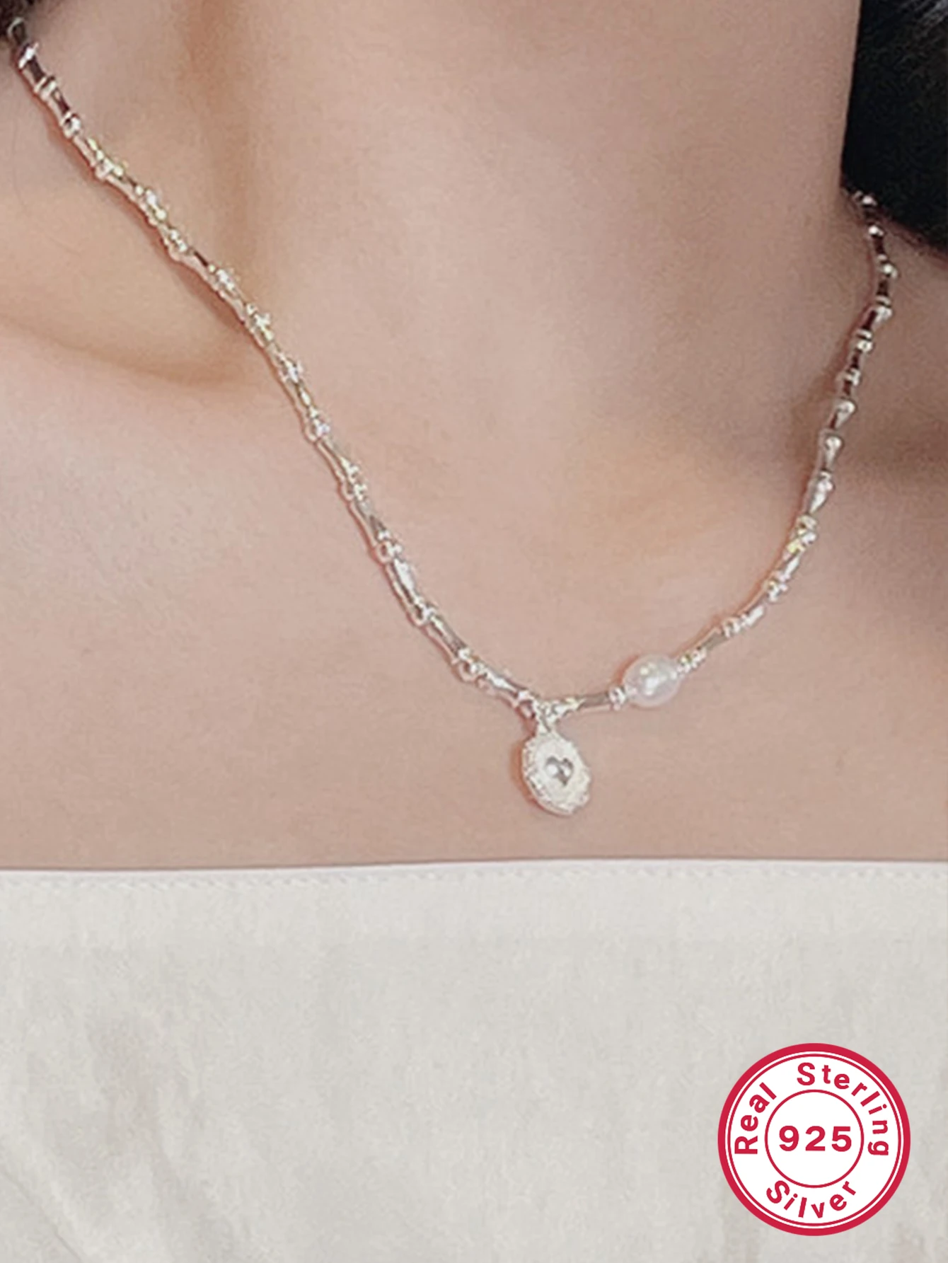 Business Heart Shape Sterling Silver Plating White Gold Plated Pendant Necklace 4 Business Heart Shape Sterling Silver Plating White Gold Plated Pendant Necklace - Image 4