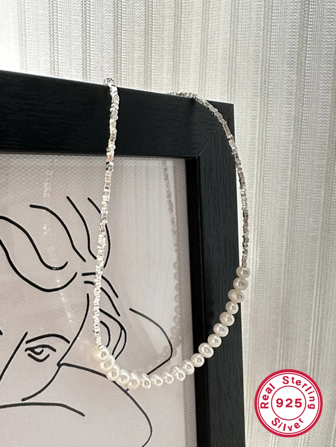 Fairy Style Round Freshwater Pearl Sterling Silver Plating White Gold Plated Necklace 4 Fairy Style Round Freshwater Pearl Sterling Silver Plating White Gold Plated Necklace - Image 4