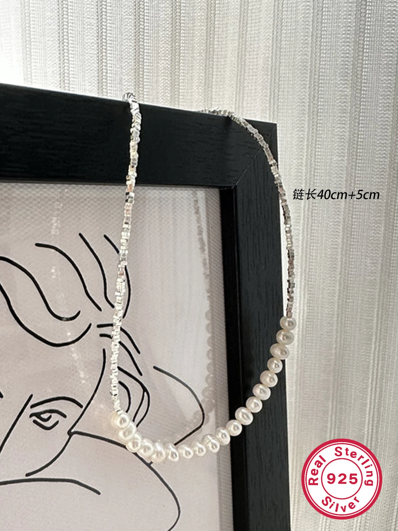 Fairy Style Round Freshwater Pearl Sterling Silver Plating White Gold Plated Necklace 3 Fairy Style Round Freshwater Pearl Sterling Silver Plating White Gold Plated Necklace - Image 3