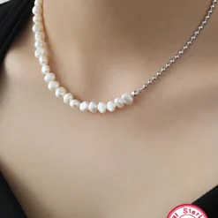 Elegant Lady Round Freshwater Pearl Sterling Silver White Gold Plated Necklace -Deals Glis Jewel Store 1666732548853731328 1