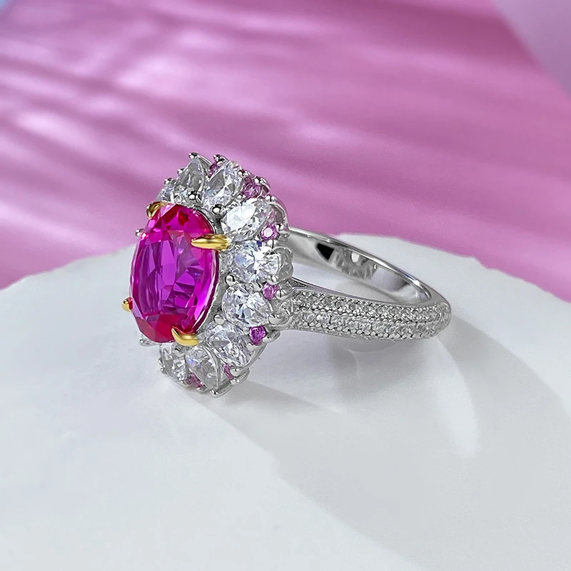 Sweet Color Block Oval Sterling Silver Inlay Zircon Rings 4 Sweet Color Block Oval Sterling Silver Inlay Zircon Rings - Image 4