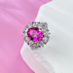 Sweet Color Block Oval Sterling Silver Inlay Zircon Rings 11 Sweet Color Block Oval Sterling Silver Inlay Zircon Rings -Deals Glis Jewel Store 1666973582414188544