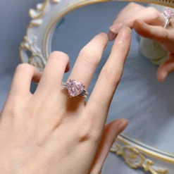 Lady Sweet Heart Shape Sterling Silver Inlay High Carbon Diamond Rings -Deals Glis Jewel Store 1666973856709087232