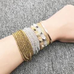Hip-Hop Geometric Alloy Glass Beaded Women'S Bracelets