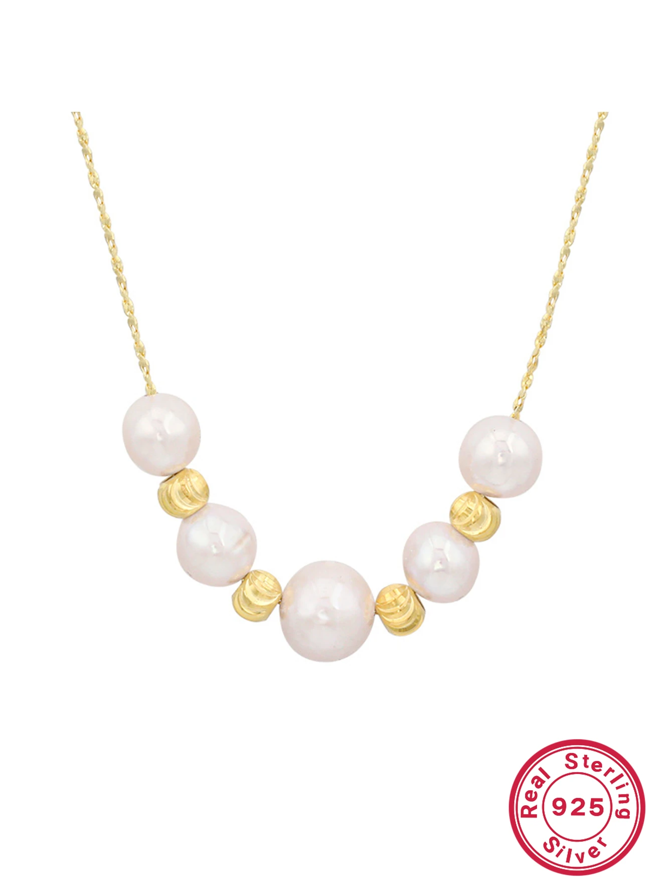 Elegant Round Freshwater Pearl Sterling Silver Plating Inlay Zircon White Gold Plated Necklace 4 Elegant Round Freshwater Pearl Sterling Silver Plating Inlay Zircon White Gold Plated Necklace - Image 4