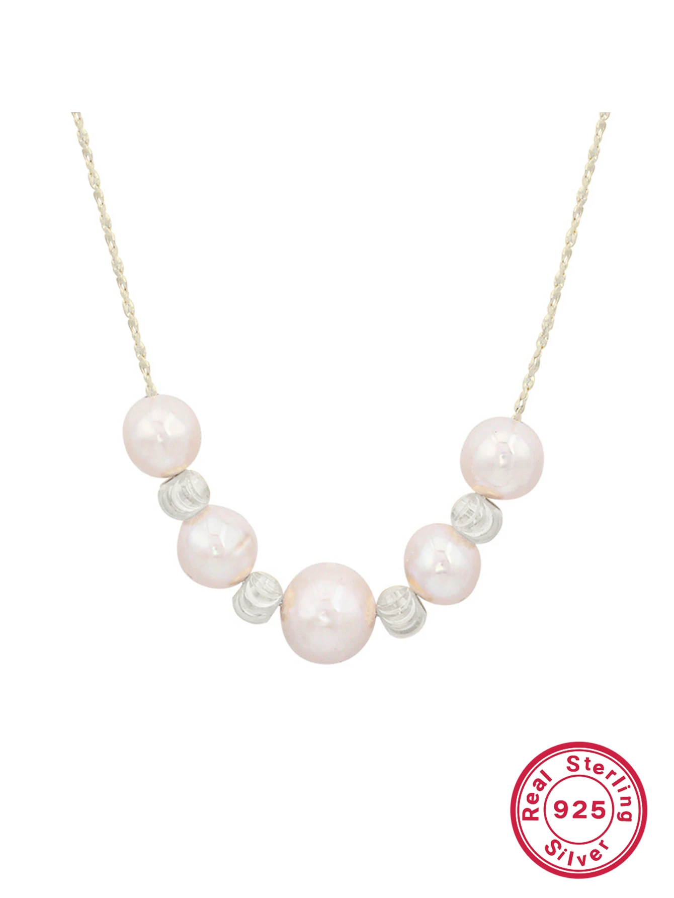 Elegant Round Freshwater Pearl Sterling Silver Plating Inlay Zircon White Gold Plated Necklace 3 Elegant Round Freshwater Pearl Sterling Silver Plating Inlay Zircon White Gold Plated Necklace - Image 3