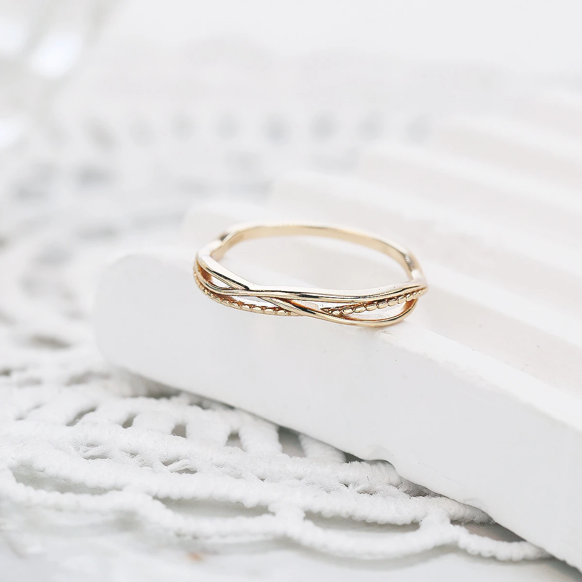 Simple Style Waves Sterling Silver Gold Plated Rings In Bulk 3 Simple Style Waves Sterling Silver Gold Plated Rings In Bulk - Image 3