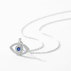 IG Style Retro Devil'S Eye Sterling Silver Plating Hollow Out Inlay Zircon Rhodium Plated Necklace -Deals Glis Jewel Store 1667398244851912704