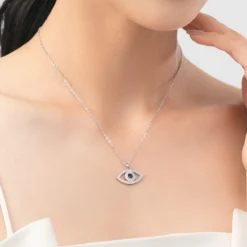 IG Style Retro Devil'S Eye Sterling Silver Plating Hollow Out Inlay Zircon Rhodium Plated Necklace -Deals Glis Jewel Store 1667398245124542464