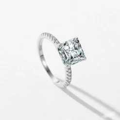 IG Style Elegant Shiny Square Sterling Silver Plating Inlay Zircon Rhodium Plated Rings