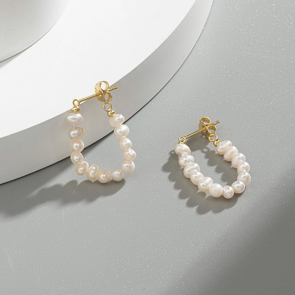 1 Pair Simple Style Round Beaded Sterling Silver Drop Earrings 4 1 Pair Simple Style Round Beaded Sterling Silver Drop Earrings - Image 4