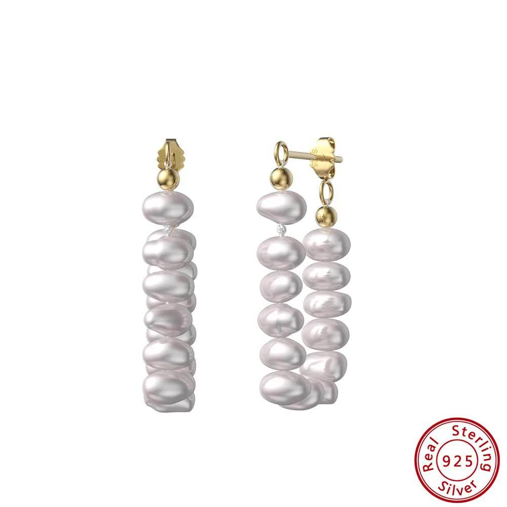 1 Pair Simple Style Round Beaded Sterling Silver Drop Earrings 3 1 Pair Simple Style Round Beaded Sterling Silver Drop Earrings - Image 3