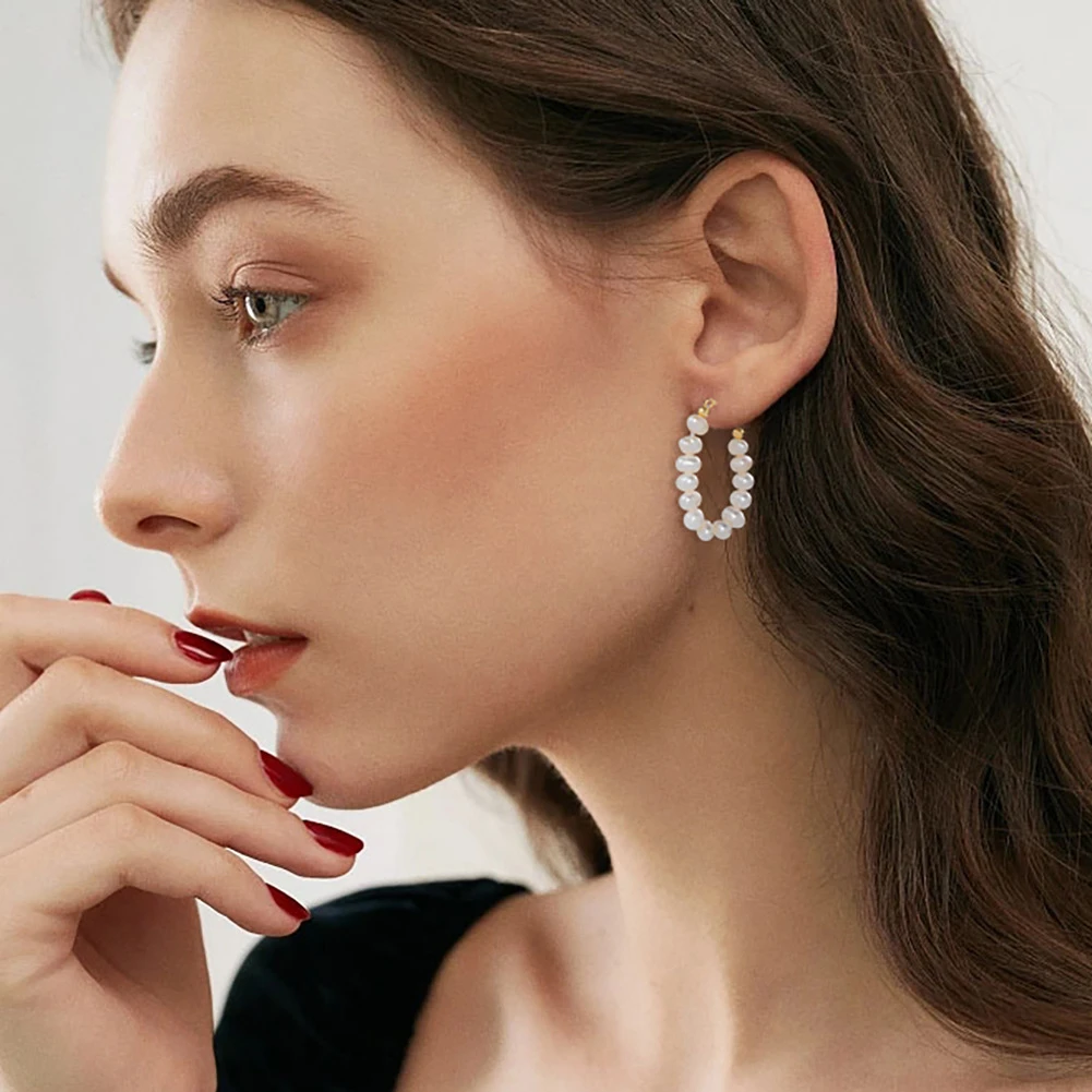 1 Pair Simple Style Round Beaded Sterling Silver Drop Earrings 2 1 Pair Simple Style Round Beaded Sterling Silver Drop Earrings - Image 2