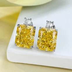 1 Pair Simple Style Square Inlay Sterling Silver Rhinestones Ear Studs