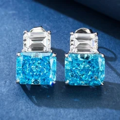 1 Pair Simple Style Square Inlay Sterling Silver Zircon Ear Studs -Deals Glis Jewel Store 1667444961567707136