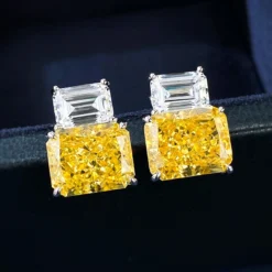 1 Pair Simple Style Square Inlay Sterling Silver Zircon Ear Studs -Deals Glis Jewel Store 1667444968349896704
