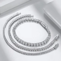 Simple Style Solid Color Sterling Silver Inlay Zircon Tennis Bracelet -Deals Glis Jewel Store 1668085900900438016