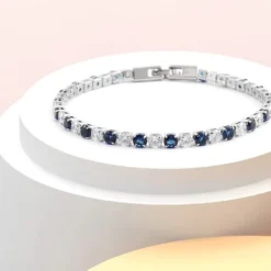 Simple Style Round Sterling Silver Inlay Zircon Tennis Bracelet