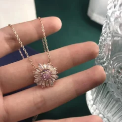 Vacation Flower Alloy Plating Inlay Zircon Women'S Pendant Necklace -Deals Glis Jewel Store 1668495871056154624