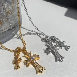 Streetwear Cross Alloy Plating Inlay Artificial Diamond Couple Pendant Necklace Necklace -Deals Glis Jewel Store 1668547427243790336 1