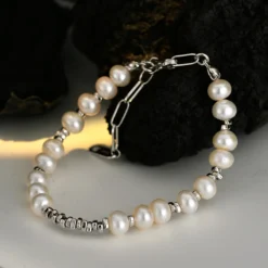 Elegant Irregular Freshwater Pearl Sterling Silver Beaded Bracelets -Deals Glis Jewel Store 1668855836086243328