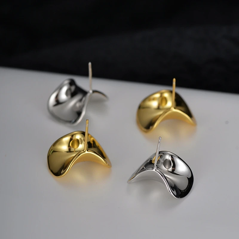 1 Pair Artistic Solid Color Plating Sterling Silver Ear Studs 3 1 Pair Artistic Solid Color Plating Sterling Silver Ear Studs - Image 3