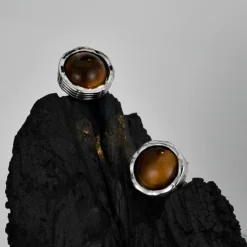 1 Pair Retro Round Inlay Sterling Silver Tiger Tooth Stone Ear Studs 7 1 Pair Retro Round Inlay Sterling Silver Tiger Tooth Stone Ear Studs -Deals Glis Jewel Store 1668856052029984768