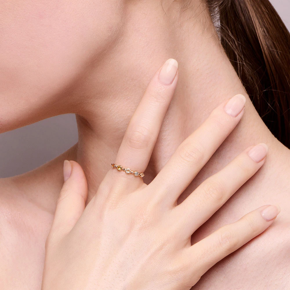 Sweet Geometric Sterling Silver Plating Inlay Gem 14K Gold Plated Rings 5 Sweet Geometric Sterling Silver Plating Inlay Gem 14K Gold Plated Rings - Image 5