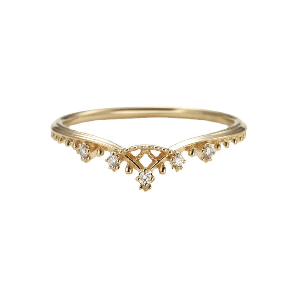 Classic Style V Shape Sterling Silver Plating Inlay Zircon 14K Gold Plated Rings 4 Classic Style V Shape Sterling Silver Plating Inlay Zircon 14K Gold Plated Rings - Image 4