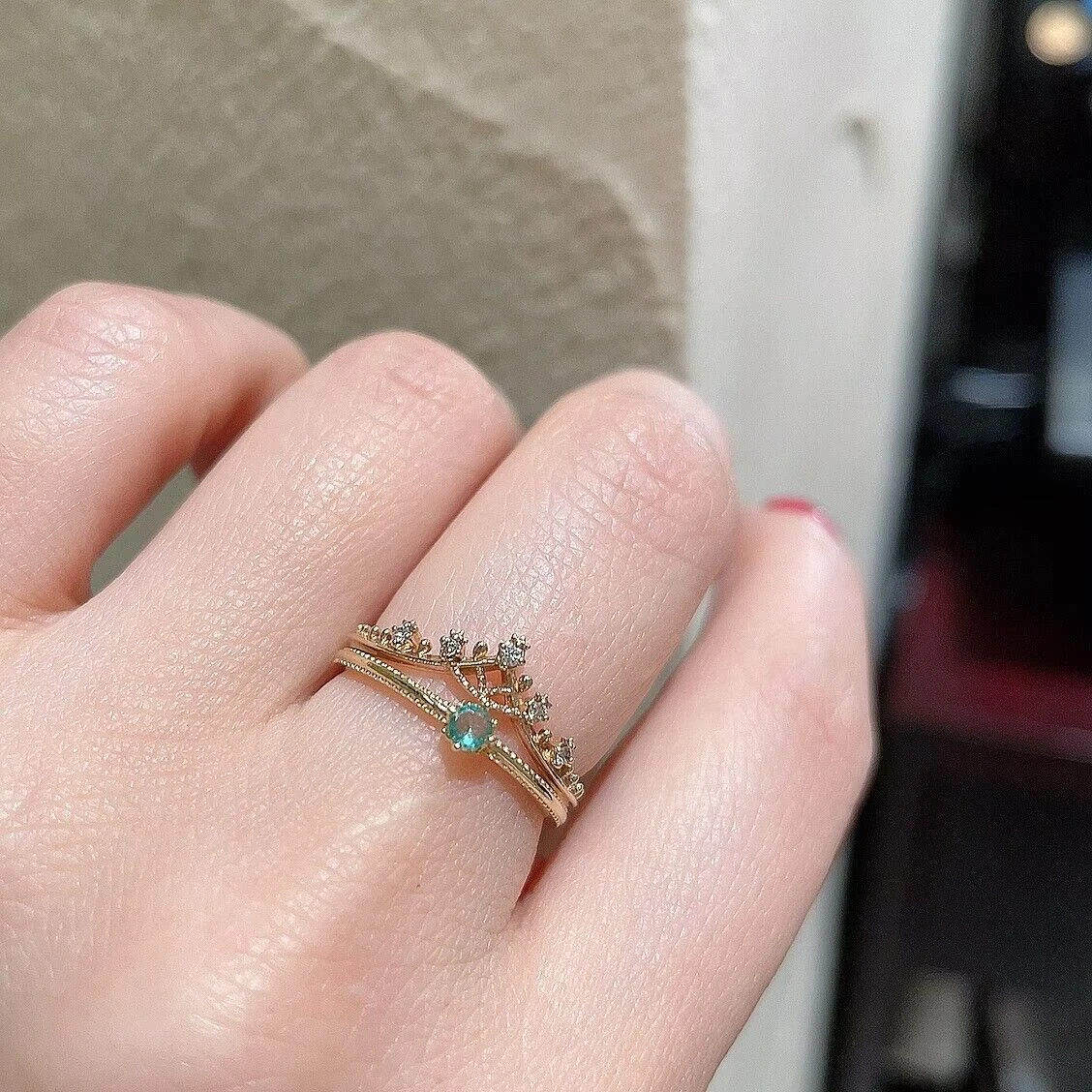 Classic Style V Shape Sterling Silver Plating Inlay Zircon 14K Gold Plated Rings 2 Classic Style V Shape Sterling Silver Plating Inlay Zircon 14K Gold Plated Rings - Image 2