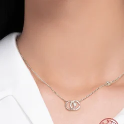 Simple Style Commute Letter Sterling Silver Rose Gold Plated White Gold Plated Zircon Pendant Necklace In Bulk
