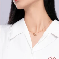 Simple Style Commute Letter Sterling Silver Rose Gold Plated White Gold Plated Zircon Pendant Necklace In Bulk -Deals Glis Jewel Store 1669556249345265664