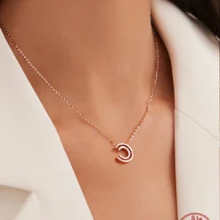 Lady Classic Style Semicircle Letter Sterling Silver Rose Gold Plated Zircon Pendant Necklace In Bulk -Deals Glis Jewel Store 1669582350914293760 1