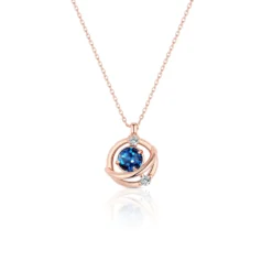 Elegant Round Sterling Silver Rose Gold Plated Zircon Pendant Necklace In Bulk