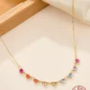 Elegant Shiny Round Sterling Silver 18K Gold Plated Zircon Necklace In Bulk