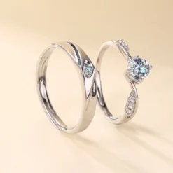 Elegant Basic Geometric Heart Shape Sterling Silver Zircon Open Rings In Bulk