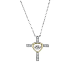 Elegant Streetwear Cross Heart Shape Sterling Silver Zircon Pendant Necklace In Bulk -Deals Glis Jewel Store 1673231717898522624