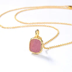 Simple Style Square 18K Gold Plated Natural Stone Sterling Silver Wholesale Pendant Necklace -Deals Glis Jewel Store 1673505653395689472