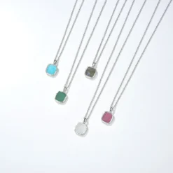 Simple Style Square 18K Gold Plated Natural Stone Sterling Silver Wholesale Pendant Necklace -Deals Glis Jewel Store 1673505655484452864