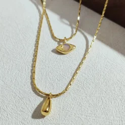 Retro Lady Water Droplets Eye Titanium Steel Inlay Shell Layered Necklaces 11 Retro Lady Water Droplets Eye Titanium Steel Inlay Shell Layered Necklaces -Deals Glis Jewel Store 1673884803524595712 1