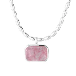 Simple Style Strawberry Quartz Sterling Silver Pendant Necklace In Bulk -Deals Glis Jewel Store 1674248773955620864