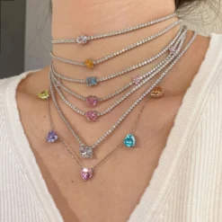 Elegant Water Droplets Heart Shape Flower Sterling Silver Zircon Solitaire Necklace Necklace In Bulk -Deals Glis Jewel Store 1674266803821481984